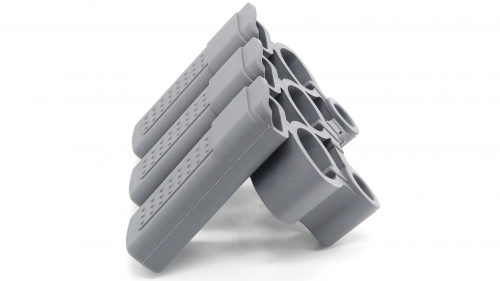 5x Premium Trio Haltekappen für Lattenroste | 70 mm Kappentiefe | weiche Ausführung (grau)
